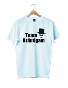 blaues T-Shirt mit Team Bräutigam